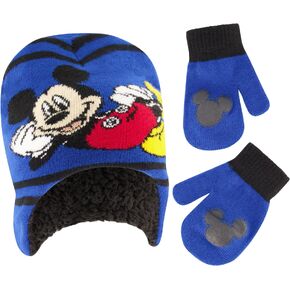 Disney boys Winter Hat and Mitten Set, Mickey Mouse Toddler Beanie for Ages 2-4