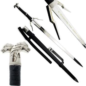 49" Fantasy Monster Slayer Steel Blade Silver Sword Medieval Two Hand Sword Replica. for Collcetion, LARP, Cosplay, Gifts