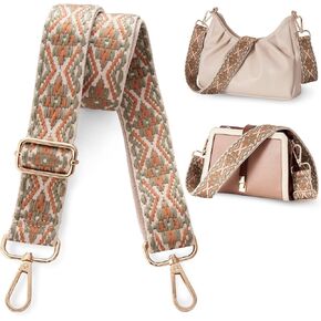 LIVACASA Adjustable Purse Strap Replacement for Women, Gold Chain 1.5" Wide Crossbody Shoulder Strap Boho Handbag Strap Guitar Strap