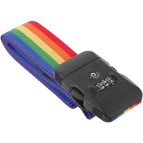 Rainbow Travel Luggage Strap, TSA Approved Combination Lock Adjustable Suitcase Travel Packing Belt(Black + Red) in Saudi Arabia