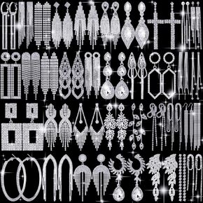 Remuuly 36 Pairs Rhinestones Earrings Dangling Bulk for Women, Bling Silver Dangle Earrings for Girls, Long Chandelier Tassel Crystal Earrings for Women Girl Wedding Prom Bride Party Gift in Saudi Arabia
