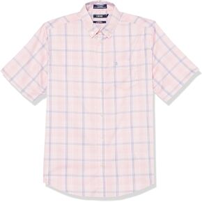 IZOD Boys' Short Sleeve Button-Down Plaid Dress Shirt