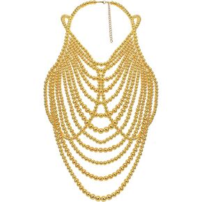 Azazccm Pearl Body Chain-fashion Pearl Shoulder Necklace for Women,party, Wedding, Photo Shoot, Adjustable Pearl Body Jewelry