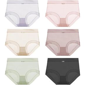 UUONLY سراويل داخلية قصيرة من الحرير الجليدي رفيعة للغاية للنساء، 6 عبوات من الحرير الجليدي بدون خياطة ملابس داخلية متوسطة الارتفاع قابلة للتنفس in Kuwait