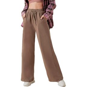 Floerns Women’s Fall Drawstring High Waist Wide Leg Pants Sweatpants