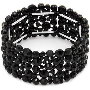 Lavencious Round Shape Rhinestones Hollow Stretch Bracelet Party Jewelry for Women