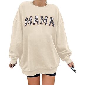 BANGELY Retro Mama Ghost Sweatshirt Women Vintage Mom Halloween Loose Pullover Spooky Season Momster Floarl Long Sleeve Shirt