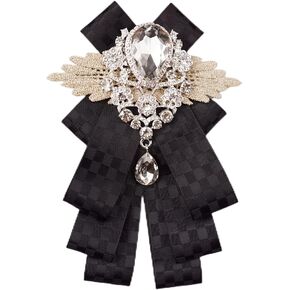 christmas bow ties for men self tie jabot collar brooch pins fashion PreTied Neck Tie Bow Tie rhinestone brooch(SR110 black)