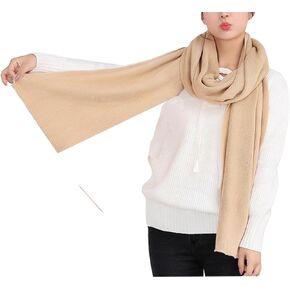 Wander Agio Women's Warm Long Shawl Winter Warm Large Scarf Pure Color Camel 2