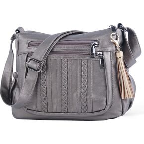 ELDA Purses for Women Pocketbooks Soft PU Leather Ladies Crossbody Purse Multi Pocket Shoulder Bag