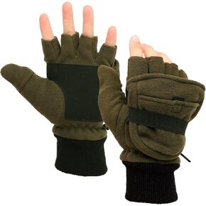 Mens Fleece Mitten Gloves 3M Thinsulate Thermal Convertible Mittens Cold Weather Half Finger Gloves