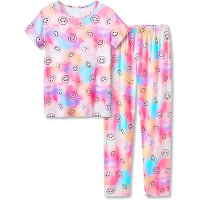 Beezizac Pajamas for Girls 100% Polyester Tie dye Sleepover Long Sleeve PJ Set Size 6-18 in Saudi Arabia