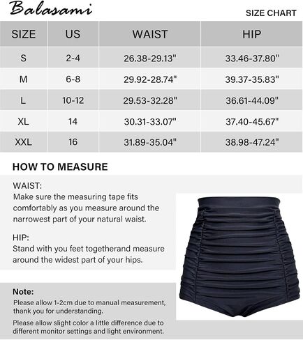 Balasami Women's Retro High Waisted Bikini Swimsuit Bottoms Ruched Vintage Swim Short Tankinis in Saudi Arabia