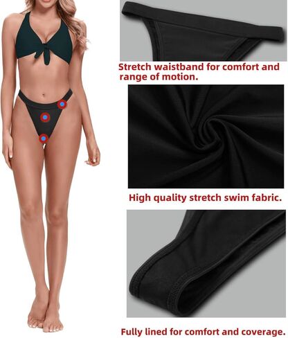 بيكيني نسائي من Yilisha ذو ثونغ أسود وجزء سفلي للسباحة ذو ساق عالية وجزء سفلي لبدلة السباحة ذات قصة عالية in Kuwait