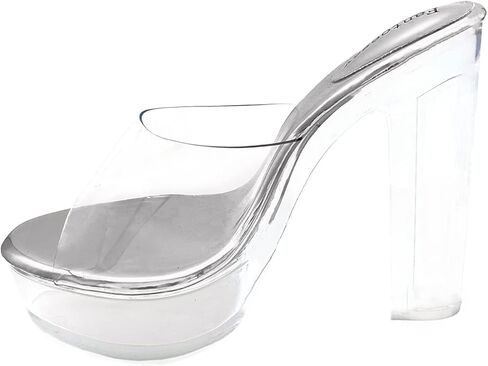 Fantoesay Women's Clear Platform Sandals Chunky Heel Mules Slip On Sandals in Saudi Arabia