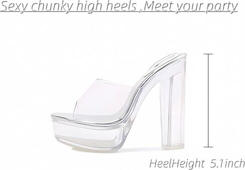 Fantoesay Women's Clear Platform Sandals Chunky Heel Mules Slip On Sandals in Saudi Arabia
