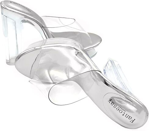 Fantoesay Women's Clear Platform Sandals Chunky Heel Mules Slip On Sandals in Saudi Arabia