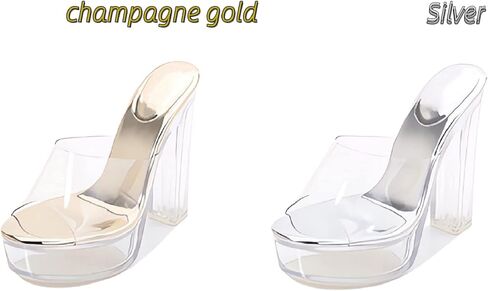 Fantoesay Women's Clear Platform Sandals Chunky Heel Mules Slip On Sandals in Saudi Arabia