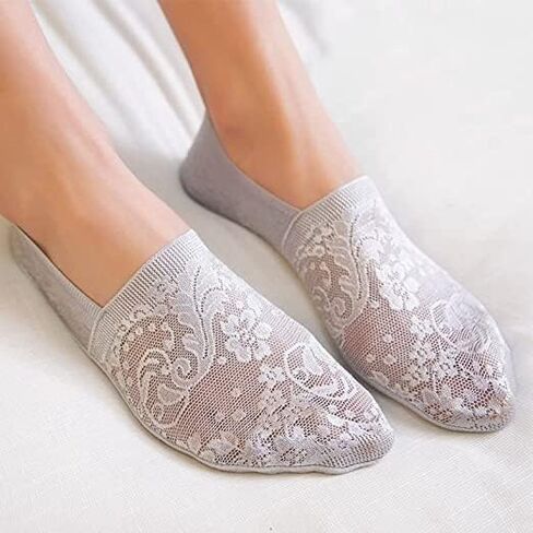 5 أزواج من الجوارب النسائية من Doubyan من الدانتيل بدون بطانة جوارب نسائية منخفضة القطع من الدانتيل جوارب سفلية من القطن غير قابلة للانزلاق in Kuwait