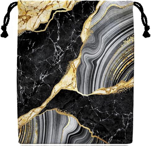 ZOYON Drawstring Grip Bag Black Gold Marble Adjustable Gymnastics Drawstring Pouch Water Resistant String Bag For Gym Sports Storage in Saudi Arabia