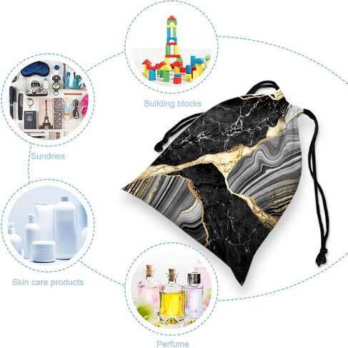 ZOYON Drawstring Grip Bag Black Gold Marble Adjustable Gymnastics Drawstring Pouch Water Resistant String Bag For Gym Sports Storage in Saudi Arabia