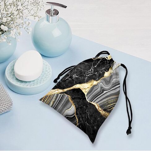 ZOYON Drawstring Grip Bag Black Gold Marble Adjustable Gymnastics Drawstring Pouch Water Resistant String Bag For Gym Sports Storage in Saudi Arabia