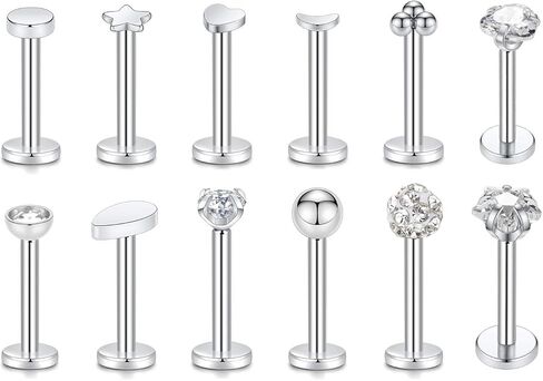 GAGABODY 16G زركون ثلاثي لابريت مونرو الشفاه ترصيع 5/16 "الزنمة الغضروف محارة اللولب القرط للنساء الرجال in Kuwait