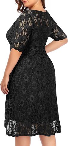 Plus Size Dresses Wedding Guest Semi Formal Lace Cocktail Graduation Party Summer Midi A Line Dress in Kuwait