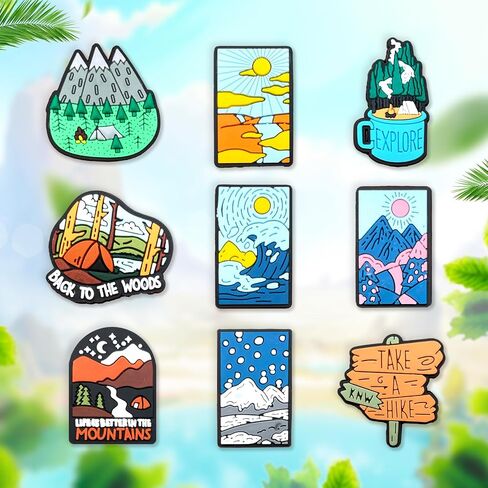 Brucearcroft 25Pcs Camping Hiking Shoe Decoration Charms, Outdoor Nature Travel Charms for Adults Teens Kids Party Gifts in Saudi Arabia