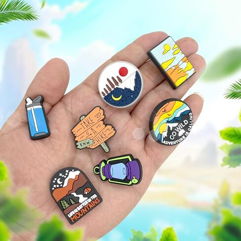 Brucearcroft 25Pcs Camping Hiking Shoe Decoration Charms, Outdoor Nature Travel Charms for Adults Teens Kids Party Gifts in Saudi Arabia