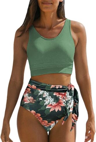 Dokotoo Womens 2 Piece Swimsuit Scoop Neck Sleeveless 2025 Tummy Control Tie Knot Bathing Suits in Saudi Arabia