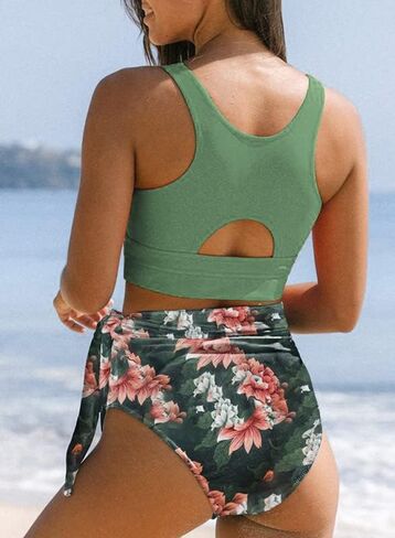 Dokotoo Womens 2 Piece Swimsuit Scoop Neck Sleeveless 2025 Tummy Control Tie Knot Bathing Suits in Saudi Arabia