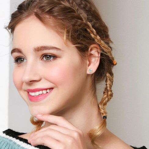 أقراط GloBosenPur Halo أقراط مرصعة بالألماس للنساء أقراط زركونيا مكعبة أقراط كبيرة من الذهب عيار 14 قيراط أقراط مطلية بالذهب للرجال in Kuwait