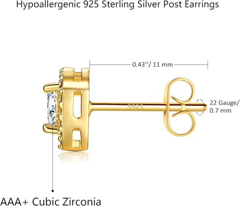 أقراط GloBosenPur Halo أقراط مرصعة بالألماس للنساء أقراط زركونيا مكعبة أقراط كبيرة من الذهب عيار 14 قيراط أقراط مطلية بالذهب للرجال in Kuwait