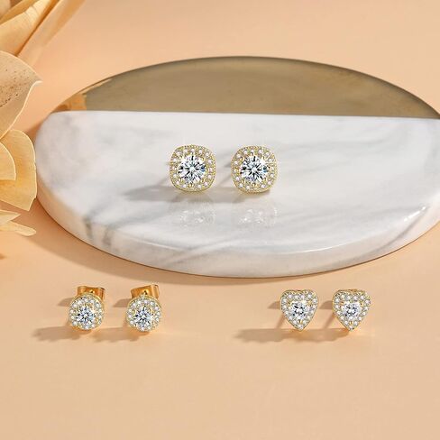 أقراط GloBosenPur Halo أقراط مرصعة بالألماس للنساء أقراط زركونيا مكعبة أقراط كبيرة من الذهب عيار 14 قيراط أقراط مطلية بالذهب للرجال in Kuwait