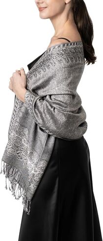 Achillea Elegant Reversible Paisley Border Pashmina Shawl Wrap Scarf in Kuwait