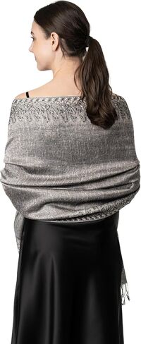 Achillea Elegant Reversible Paisley Border Pashmina Shawl Wrap Scarf in Kuwait