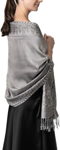 Achillea Elegant Reversible Paisley Border Pashmina Shawl Wrap Scarf in Kuwait