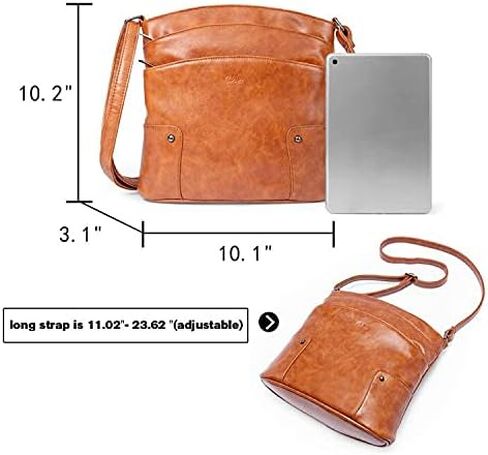CLUCI Crossbody Bags for Women Leather Purse Travel Vacation Triple Pockets Vintage Handbags Shoulder Bags in Kuwait