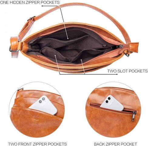 CLUCI Crossbody Bags for Women Leather Purse Travel Vacation Triple Pockets Vintage Handbags Shoulder Bags in Kuwait
