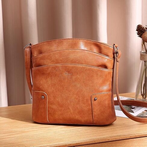 CLUCI Crossbody Bags for Women Leather Purse Travel Vacation Triple Pockets Vintage Handbags Shoulder Bags in Kuwait