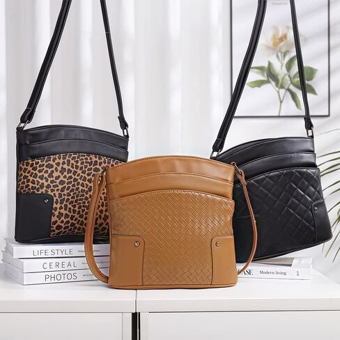 CLUCI Crossbody Bags for Women Leather Purse Travel Vacation Triple Pockets Vintage Handbags Shoulder Bags in Kuwait