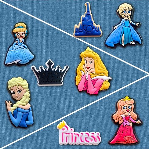 20 قطعة من تعليقات احذية الاميرة لكروكس كلوج مختلفة مطابقة الصنادل والاساور والاساور، تعليقات الاميرة الخيالية للاطفال والبنات والمراهقين والبالغين والنساء، هدايا الحفلات، معدن غير ثمين، بدون احجار in Kuwait