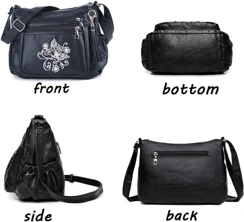 ELDA حقائب كروسبودي مطرزة للنساء طباعة جيوب لينة بولي PU المحافظ الجلدية وحقائب اليد حقيبة كتف متعددة الجيوب in Kuwait