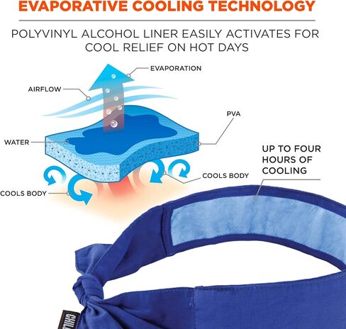 Ergodyne Chill Its 6700CT Cooling Bandana, Lined with Evaporative PVA Material for Fast Cooling Relief, Tie for Adjustable Fit, 2-Pack Black in Kuwait