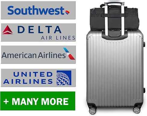 Roamlite United Airlines Personal Item of Hand Luggage Size Cabin Approved Travel Holdalls, Small Carry On Duffel Bags - 15 inch x10x8, Waterproof Polyester 20 Litre RL59K (Black) in Kuwait