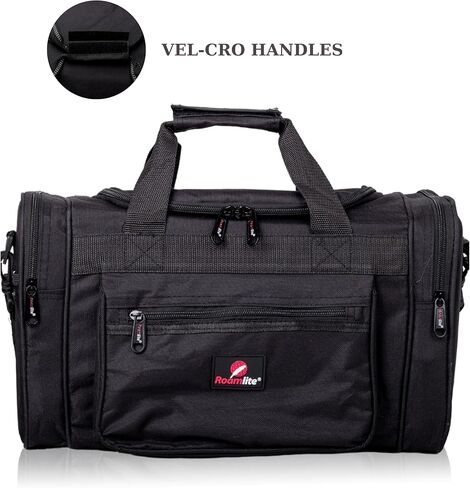 Roamlite United Airlines Personal Item of Hand Luggage Size Cabin Approved Travel Holdalls, Small Carry On Duffel Bags - 15 inch x10x8, Waterproof Polyester 20 Litre RL59K (Black) in Kuwait
