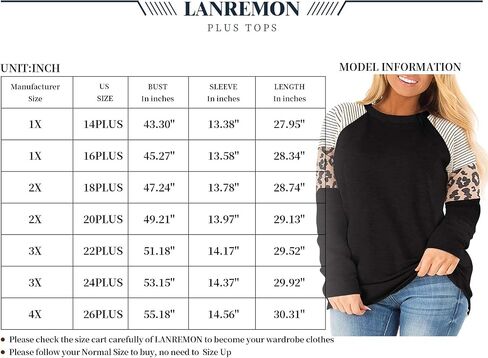 LANREMON بلوزات حجم كبير النساء ليوبارد ملابس منقوشة بكم طويل بلوزات Crewneck اللون كتلة تونك تي شيرت بلوزة in Saudi Arabia