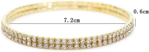 Shuning Sexy Anklets for Women Crystal Rhinestone Stretch Tennis Ankle Elastic Bracelet (2Pcs Gold) in Kuwait