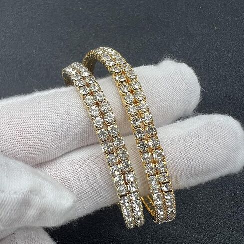 Shuning Sexy Anklets for Women Crystal Rhinestone Stretch Tennis Ankle Elastic Bracelet (2Pcs Gold) in Kuwait